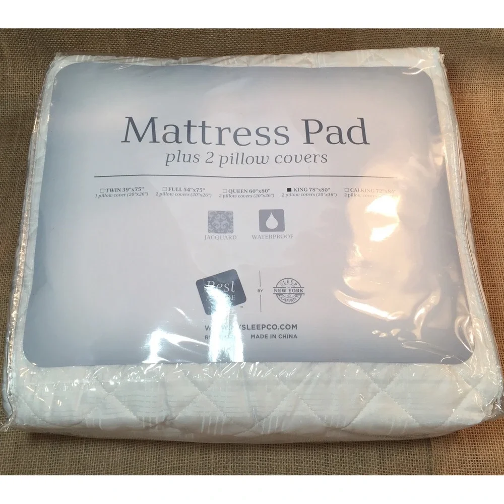 Rest Assure King Mattress Pad Waterproof Jacquard White with 2 Pillow Covers